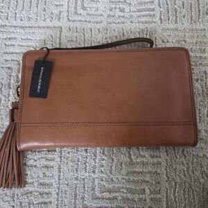 Banana Republic Cognac Leather Wristlet/Clutch NWT RARE Find